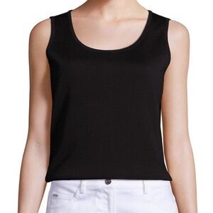 ST.JOHN CAVIAR SANTANA BLACK KNIT TANK TOP ELEVATED BASIC SIZE XL NWT